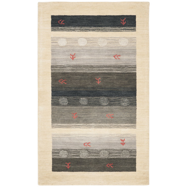 Union Rustic Labbe Handmade Flatweave Wool Cream/Gray Rug Wayfair